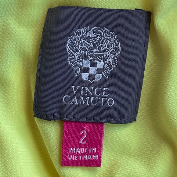 VINCE CAMUTO Black White Yellow Halter Dress Sz 2 Maxi Lined (see measurements) - Picture 6 of 8